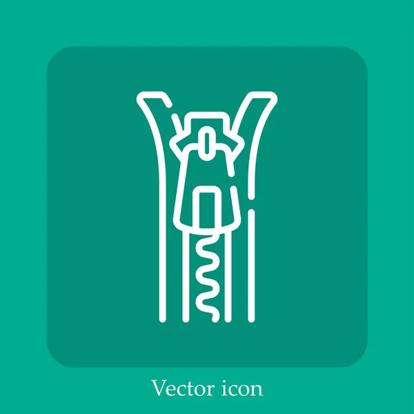 Icône Vectorielle Zip Icône Linéaire Ligne Avec Trait Modifiable — Image vectorielle