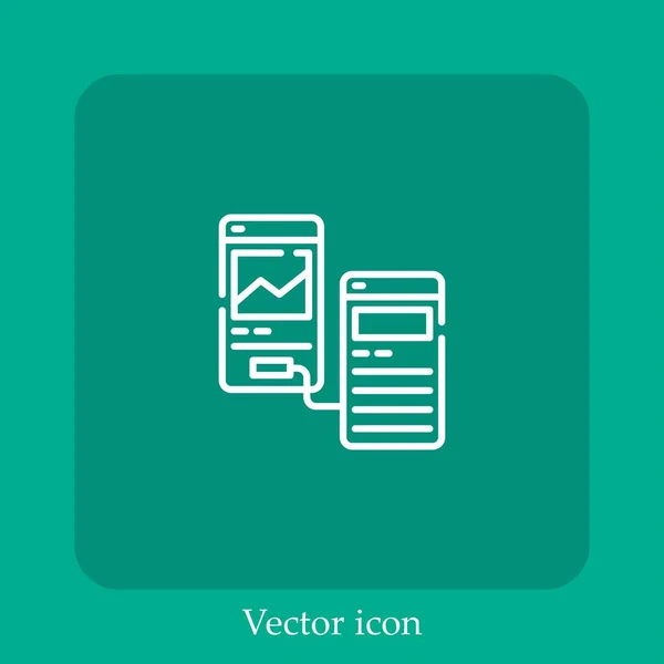 Ícone Vetor Fluxo Linear Icon Line Com Curso Editável — Vetor de Stock