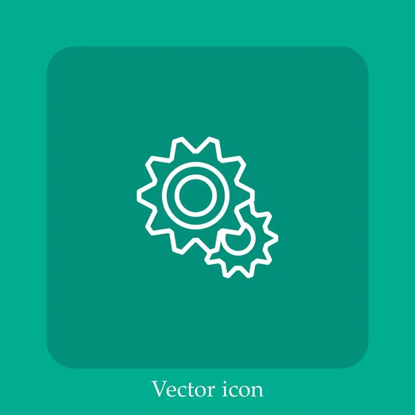 Engrenagens Ícone Vetor Linear Icon Line Com Curso Editável — Vetor de Stock