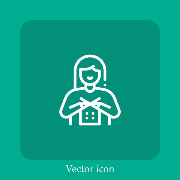 Ícone Vetor Tricô Linear Icon Line Com Curso Editável — Vetor de Stock