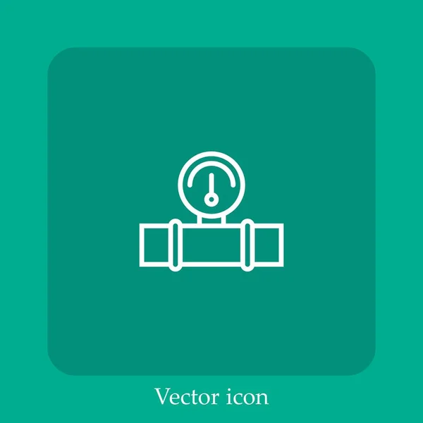 Ícone Vetor Manômetro Linear Icon Line Com Curso Editável — Vetor de Stock