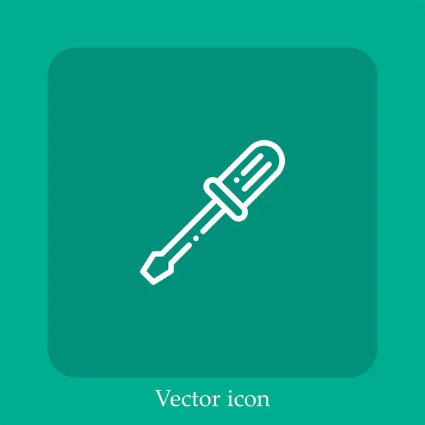 Ícone Vetor Chave Fenda Linear Icon Line Com Curso Editável — Vetor de Stock