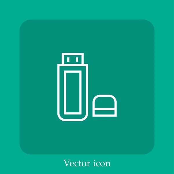 Usb Вектор Значок Linear Icon Line Редактируемым Штрихом — стоковый вектор