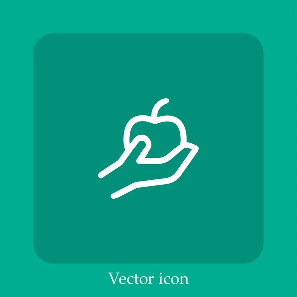 Icono Vector Manzana Icon Line Lineal Con Carrera Editable — Vector de stock