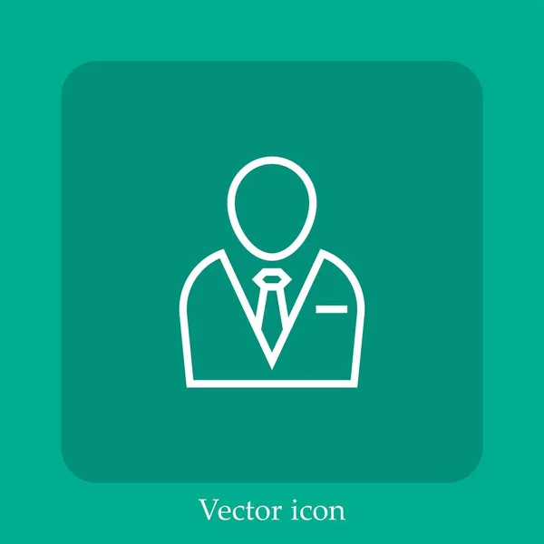 Businessman Vector Icon Linear Icon Line Editable Stroke — Stock Vector