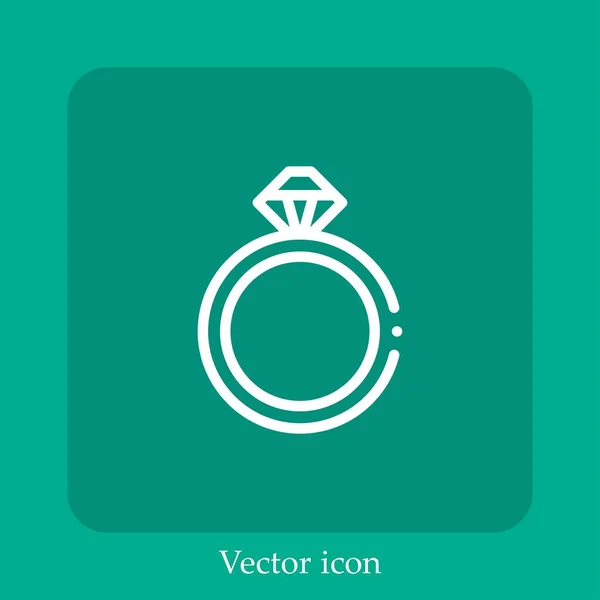 Diamantring Vektor Symbol Lineare Icon Line Mit Editierbarem Strich — Stockvektor