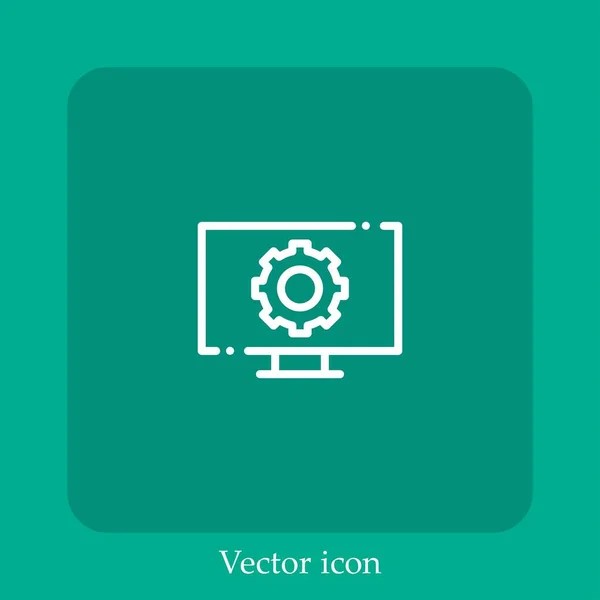 Monitor Icono Vectorial Icon Line Lineal Con Carrera Editable — Vector de stock