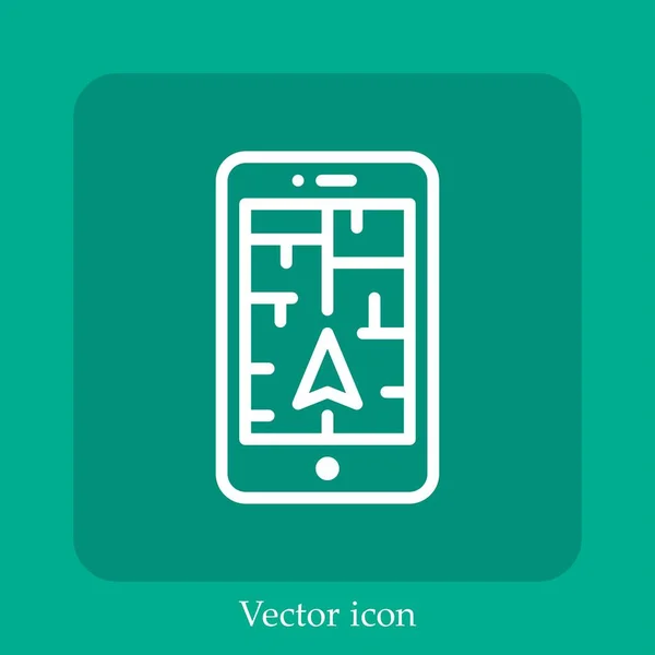 Ícone Vetor Navegação Linear Icon Line Com Curso Editável — Vetor de Stock