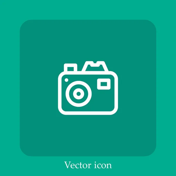 Foto Câmera Vetor Ícone Linear Icon Line Com Curso Editável — Vetor de Stock