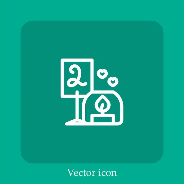 Icône Vectorielle Dîner Mariage Icône Linéaire Ligne Avec Course Modifiable — Image vectorielle