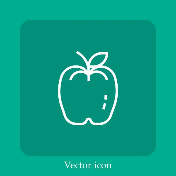 Icône Vectorielle Pomme Icône Linéaire Ligne Avec Trait Modifiable — Image vectorielle