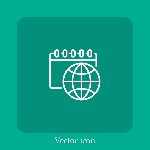 Icône Vectorielle Calendrier Icône Linéaire Ligne Avec Trait Modifiable — Image vectorielle