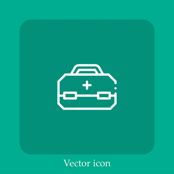 Kit Premiers Soins Icône Vectorielle Icône Linéaire Ligne Avec Course — Image vectorielle