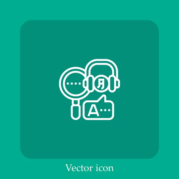 Icono Vector Traductor Icon Line Lineal Con Carrera Editable — Vector de stock