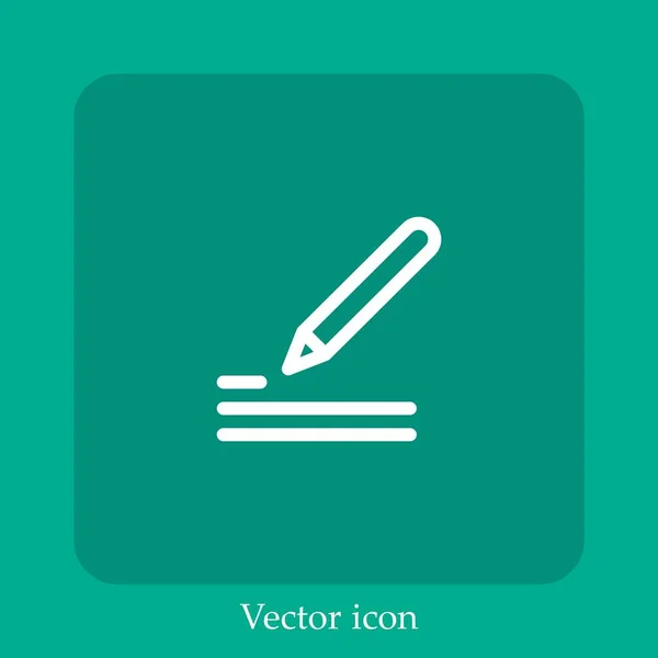 Escrevendo Ícone Vetorial Linear Icon Line Com Curso Editável — Vetor de Stock