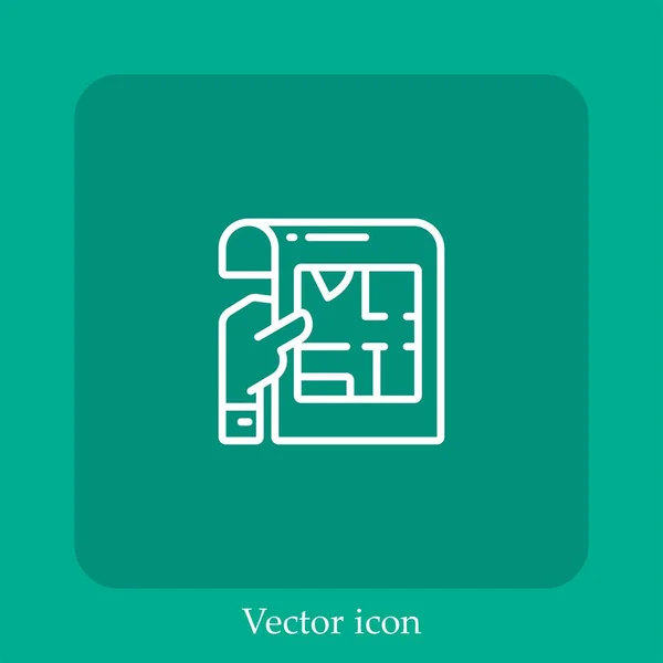 Plans Icône Vectorielle Icône Linéaire Ligne Avec Trait Modifiable — Image vectorielle