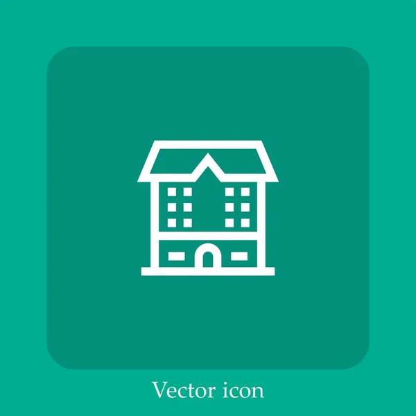 Escola Ícone Vetor Linear Icon Line Com Curso Editável — Vetor de Stock