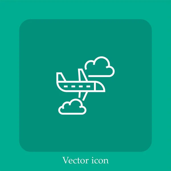 Icono Vector Avión Icon Line Lineal Con Carrera Editable — Vector de stock