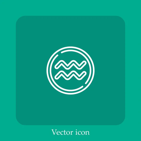 Icône Vectorielle Aquarius Icône Linéaire Ligne Avec Course Modifiable — Image vectorielle