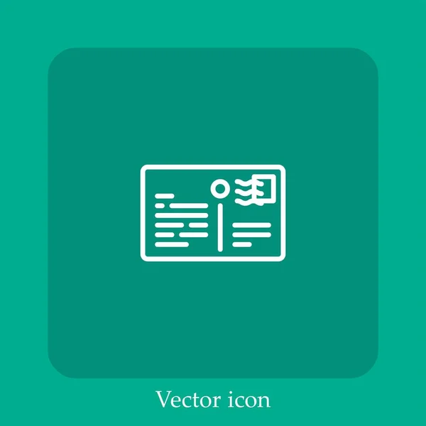 Postal Vector Icono Icon Line Lineal Con Carrera Editable — Vector de stock