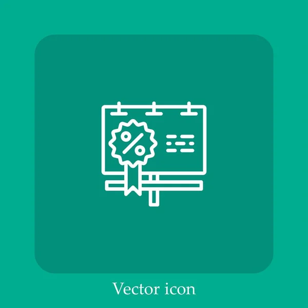 Icono Del Vector Cartelera Icon Line Lineal Con Carrera Editable — Vector de stock