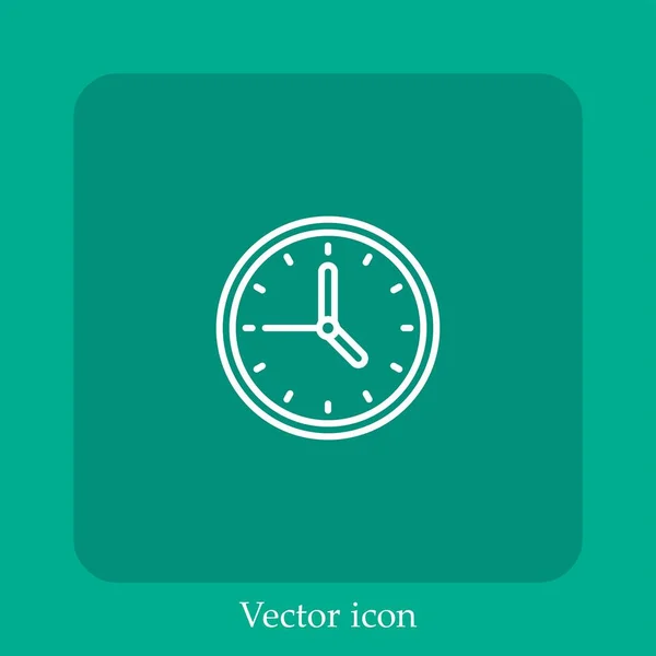 Ícone Vetor Relógio Linear Icon Line Com Curso Editável — Vetor de Stock