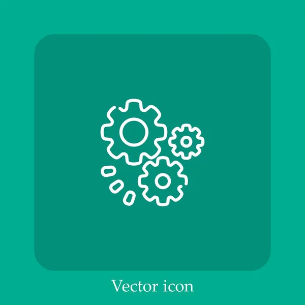 Icono Vector Engranajes Icon Line Lineal Con Carrera Editable — Vector de stock