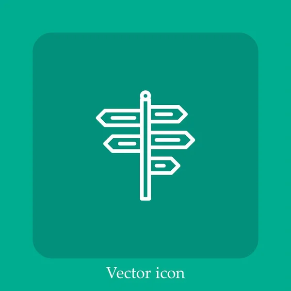 Ícone Vetorial Direção Linear Icon Line Com Curso Editável — Vetor de Stock