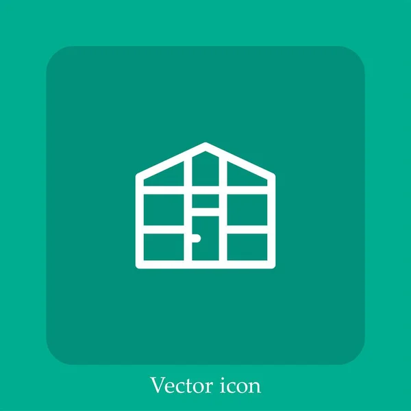 Ícone Vetor Estufa Linear Icon Line Com Curso Editável — Vetor de Stock