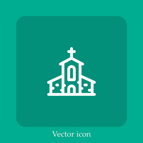 Ícone Vetor Igreja Linear Icon Line Com Curso Editável — Vetor de Stock
