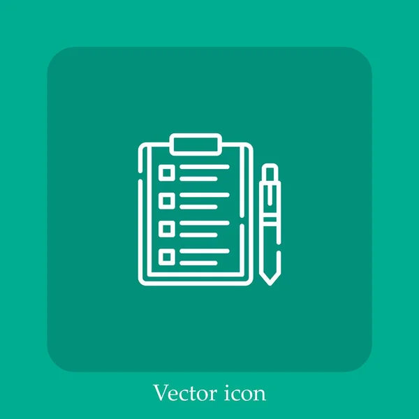 Icono Vector Evaluación Icon Line Lineal Con Carrera Editable — Vector de stock