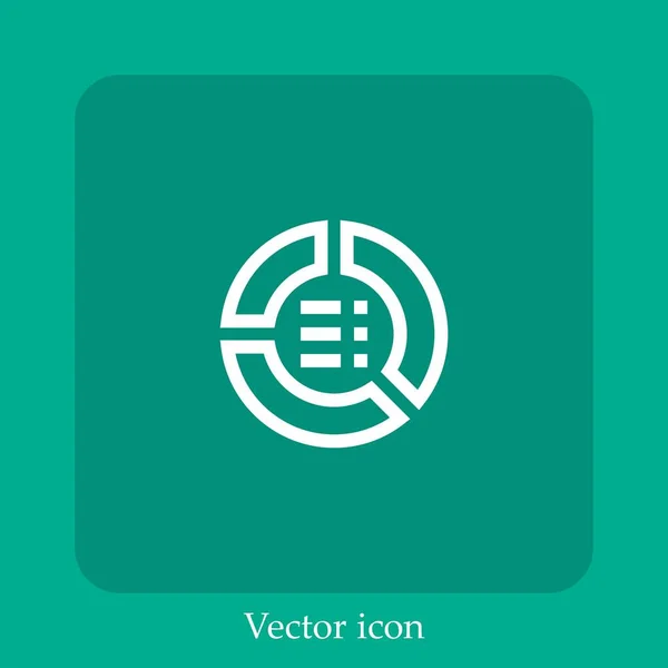 Gráfico Circular Icono Vectorial Icon Line Lineal Con Carrera Editable — Vector de stock