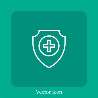 Kalkan vektör doğrusal simgesi. Düzenlenebilir vuruşla çizgi