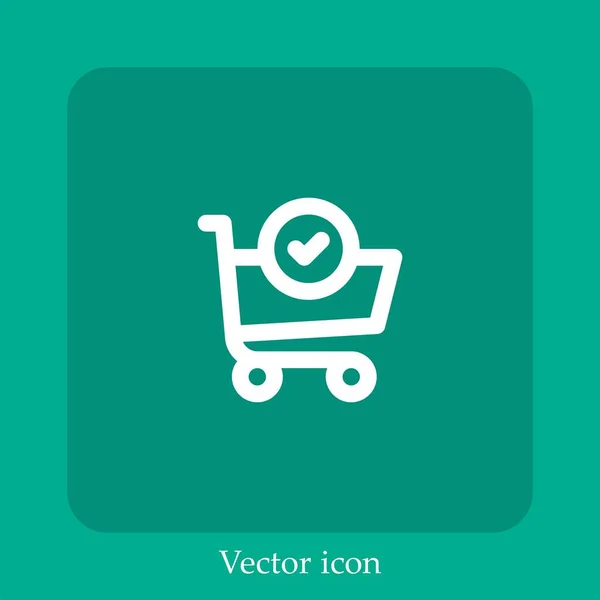 Shopping Cart Vector Icon Linear Icon Line Editable Stroke — Stock Vector