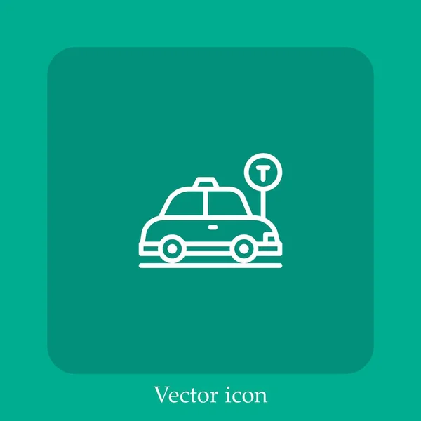 Taxi Vector Icono Lineal Icon Line Con Carrera Editable — Vector de stock