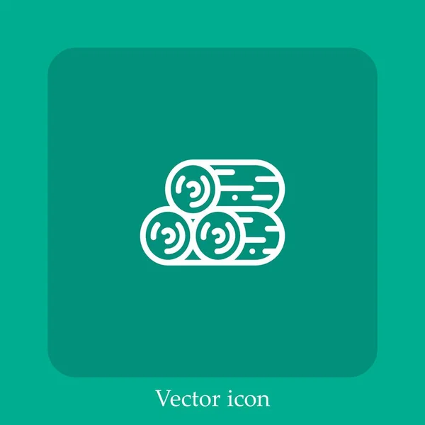 Icono Vector Madera Icon Line Lineal Con Carrera Editable — Vector de stock