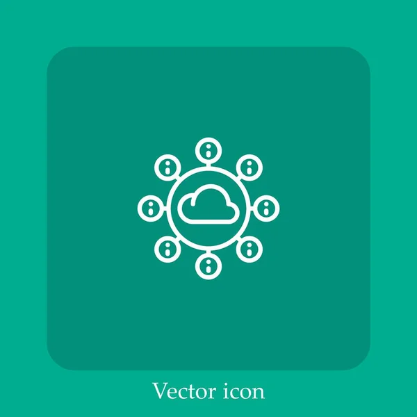 Icône Vectorielle Big Data Icône Linéaire Ligne Avec Course Modifiable — Image vectorielle