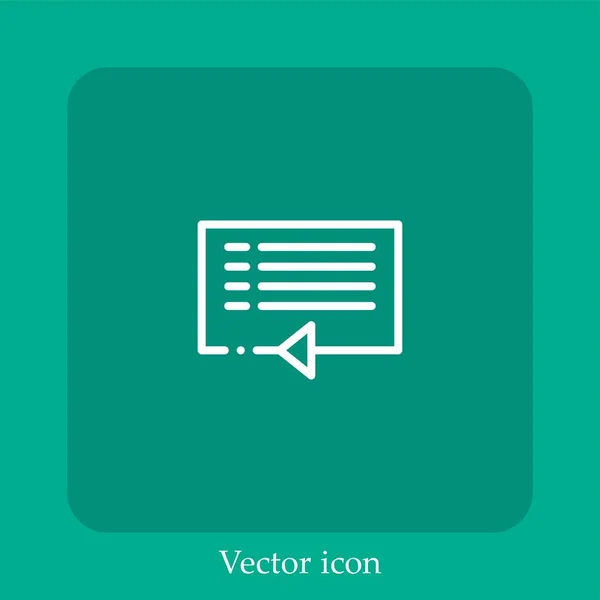 Lista Reproducción Icono Vectorial Icono Lineal Línea Con Carrera Editable — Vector de stock