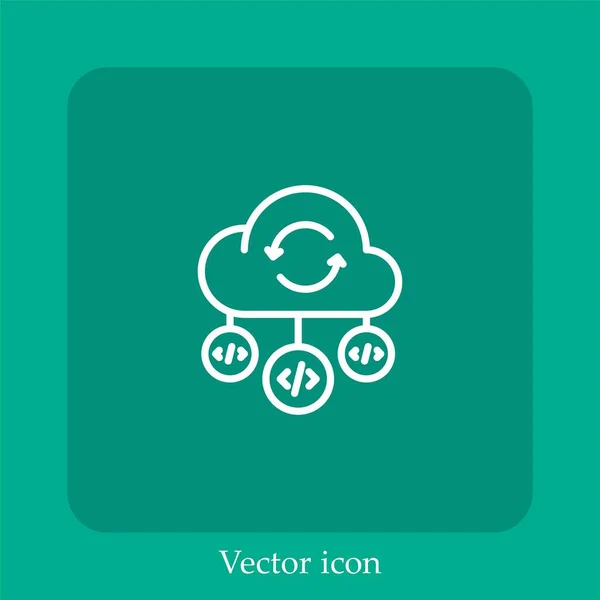 Icono Vector Nube Icon Line Lineal Con Carrera Editable — Vector de stock