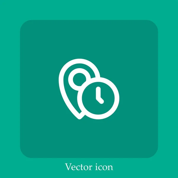 Icono Vector Hora Llegada Icon Line Lineal Con Carrera Editable — Vector de stock