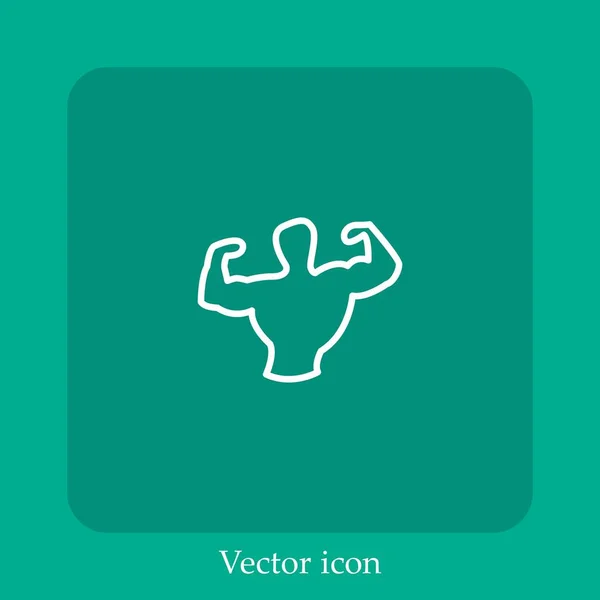 Ícone Vetor Muscular Linear Icon Line Com Curso Editável — Vetor de Stock