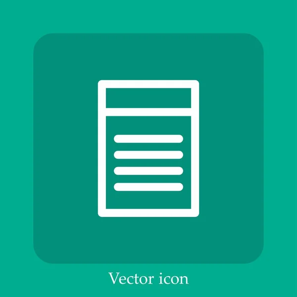 Ícone Vetorial Notebook Linear Icon Line Com Curso Editável — Vetor de Stock