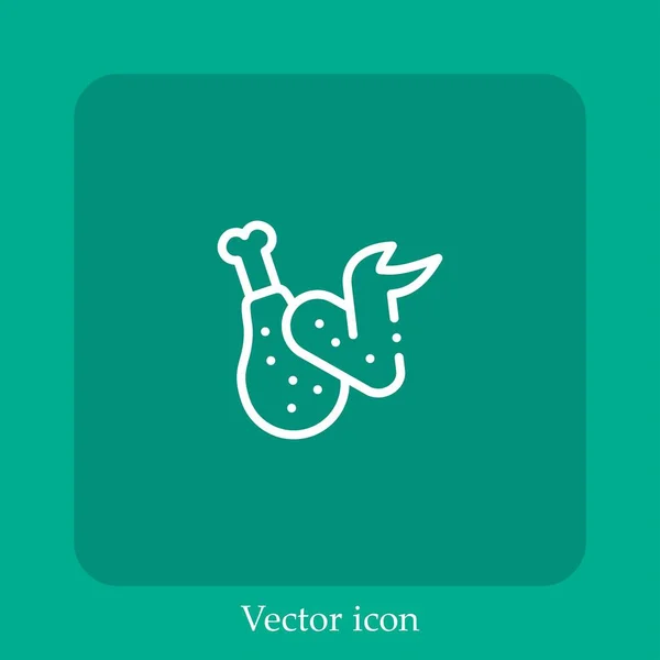 Ícone Vetor Frango Linear Icon Line Com Curso Editável — Vetor de Stock