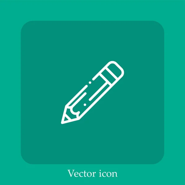 Icono Del Vector Lápiz Icon Line Lineal Con Carrera Editable — Vector de stock