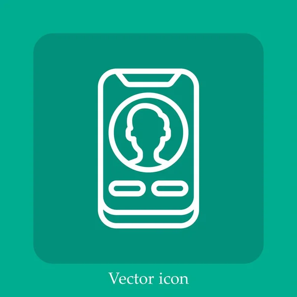 Perfil Ícone Vetor Linear Icon Line Com Curso Editável — Vetor de Stock