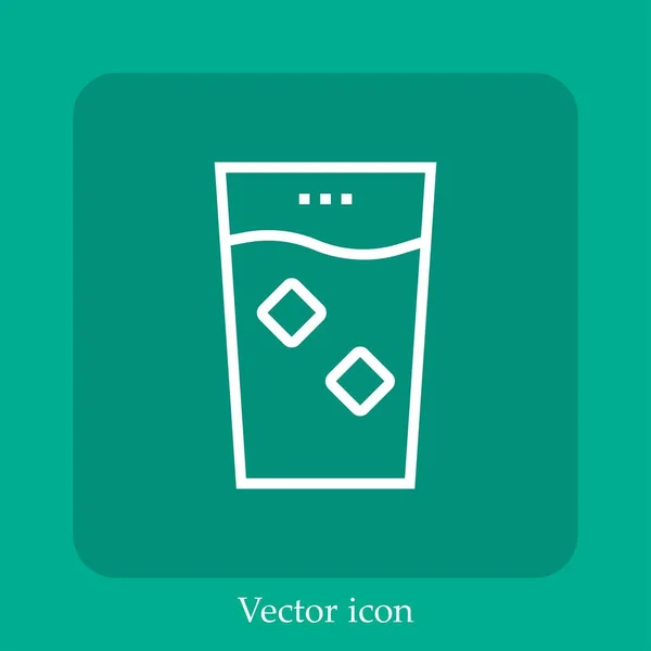 Verre Icône Vectorielle Eau Icône Linéaire Ligne Avec Course Modifiable — Image vectorielle