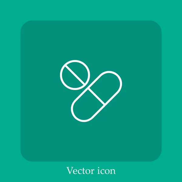 Pillen Vektor Symbol Lineare Icon Line Mit Editierbarem Strich — Stockvektor
