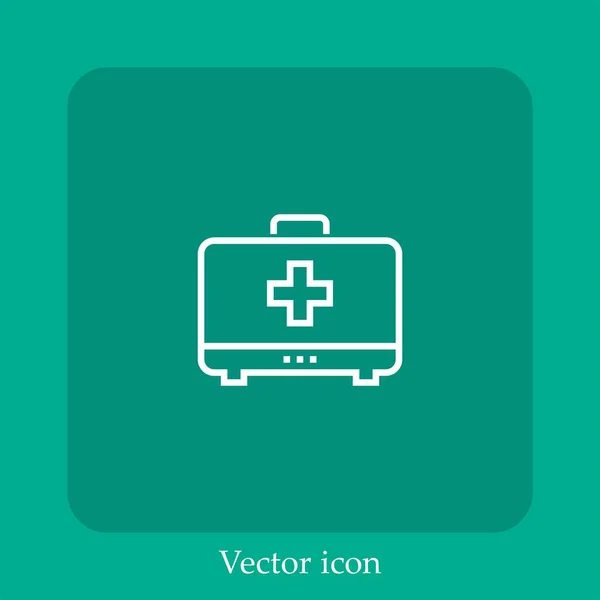 Kit Primeros Auxilios Icono Vectorial Icon Line Lineal Con Carrera — Vector de stock