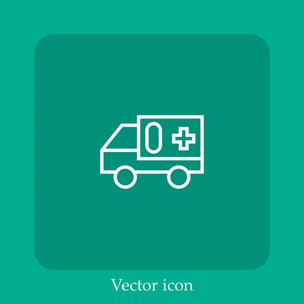 Ambulancia Icono Vector Icon Line Lineal Con Carrera Editable — Archivo Imágenes Vectoriales