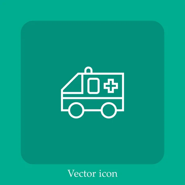 Ambulancia Icono Vector Icon Line Lineal Con Carrera Editable — Archivo Imágenes Vectoriales